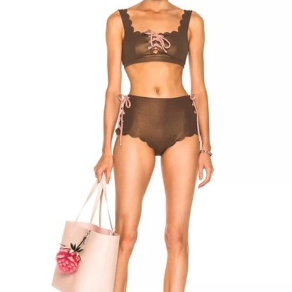 Marysia Swim Palm Springs High-Waist Bikini Bottom – Metallic Brown – Size L - Picture 2 of 10